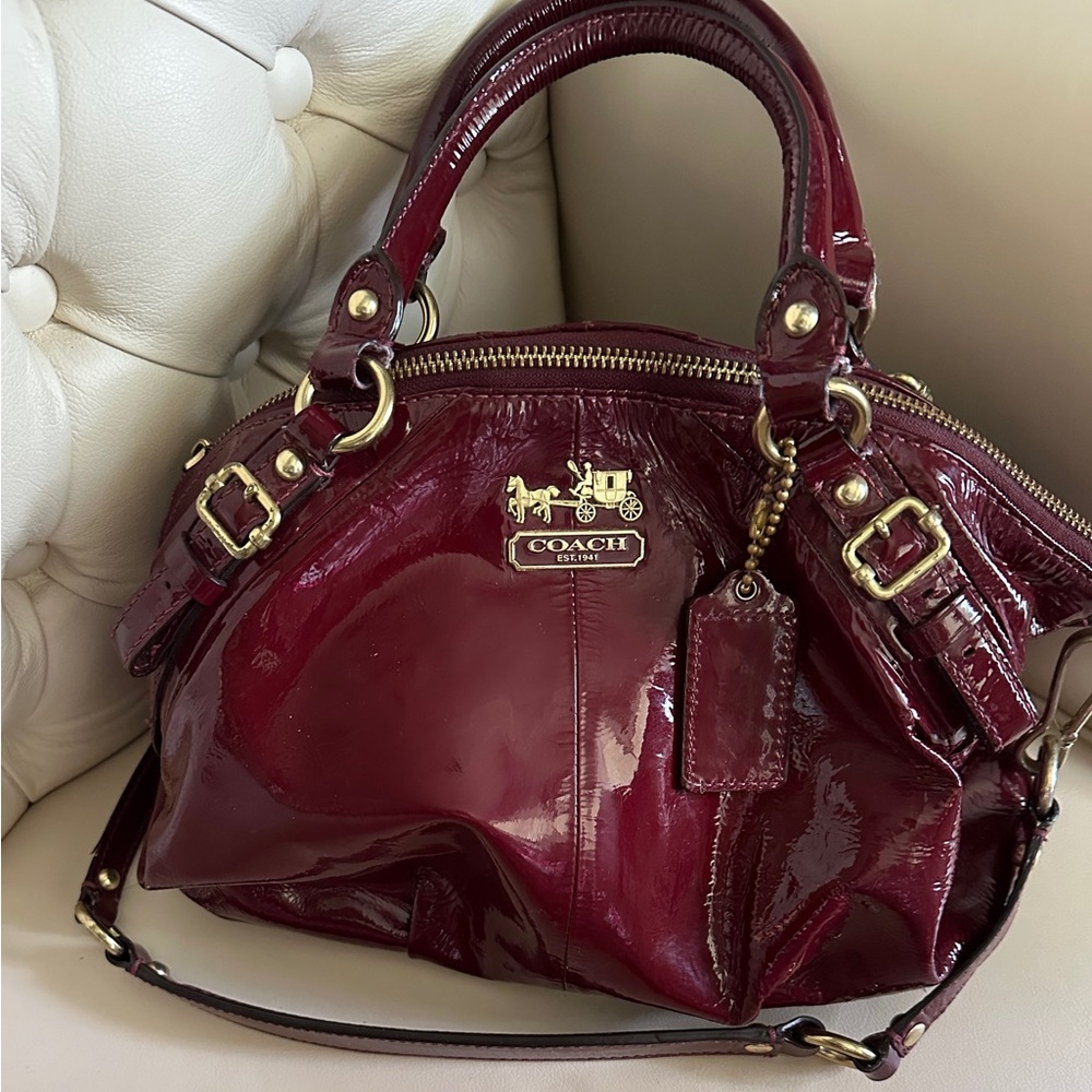 Coach Madison Sophia *Red/Berry* Patent Leather Bag